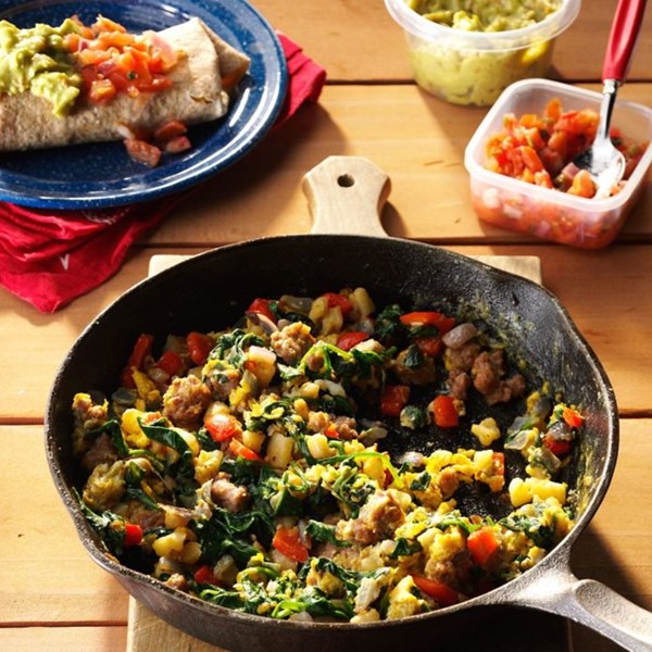 Egg & spinach breakfast burritos