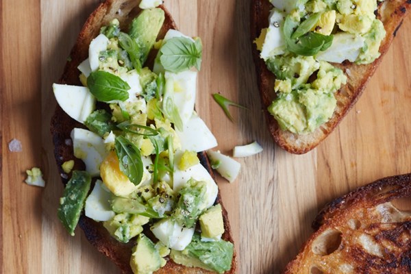 Egg and avocado salad on toast