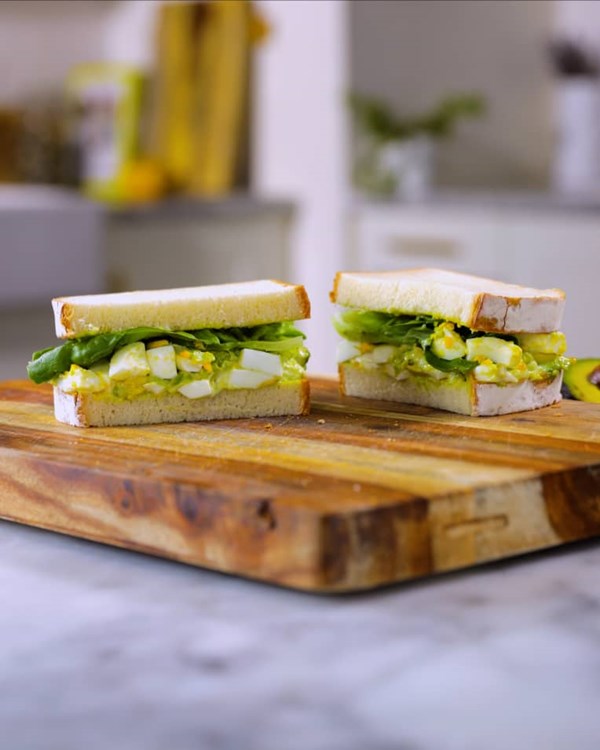 Egg and avocado salad sandwich