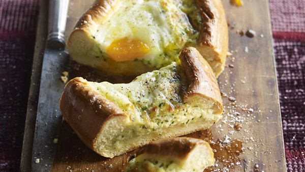 Egg and cheese bread (Adjaruli khachapuri)