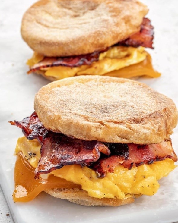 Egg and cheese English muffin sandwiches