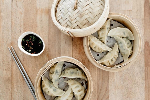 Egg and chive potstickers
