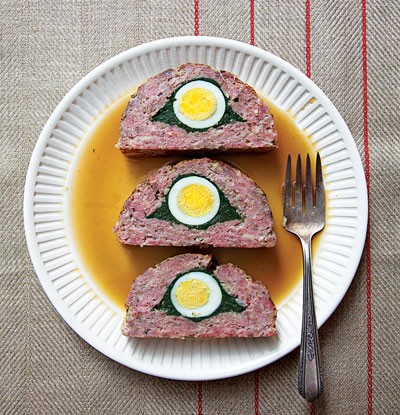 Egg-and-spinach-stuffed meat loaf