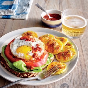 Egg and tomato open-faced sandwiches