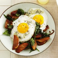 Egg and wilted spinach salad