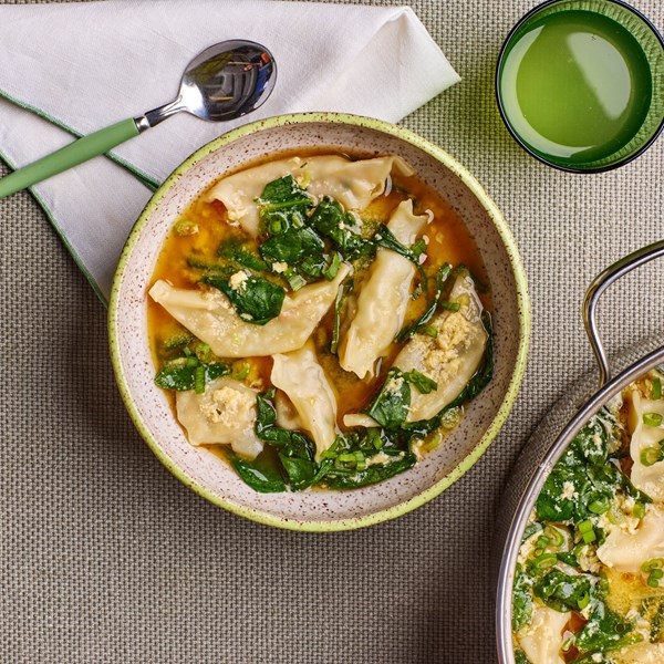 Egg drop dumpling soup