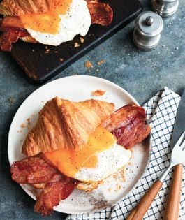Egg, ham, and spinach croissants