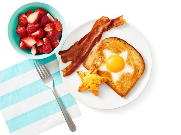 Egg-in-a-hole with bacon
