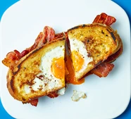 Egg-in-the-hole bacon sandwich