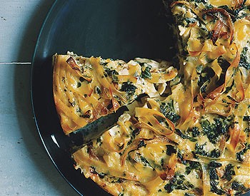 Egg noodle, chard, and Fontina torte