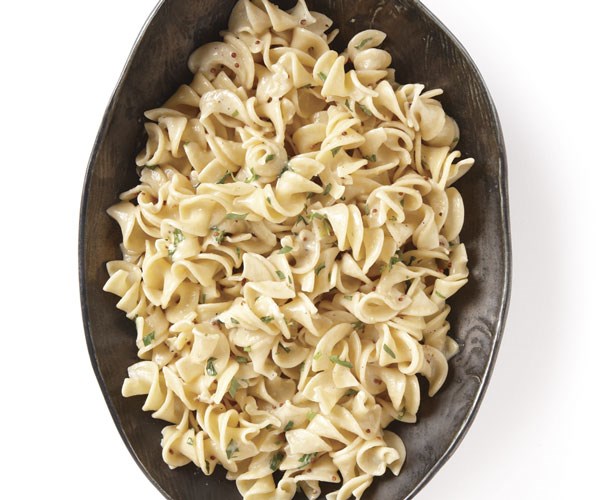 Egg noodles with creamy mustard-tarragon sauce