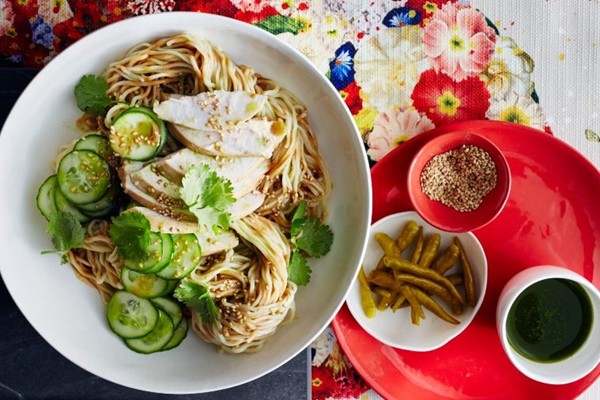 Egg noodles with Sichuan pepper chicken & cucumber