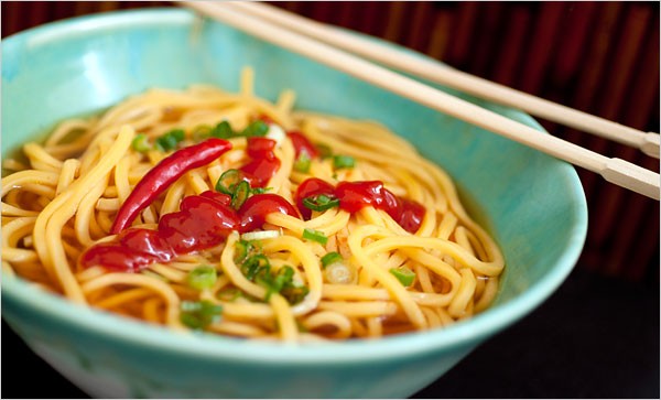 Egg noodles with soy broth