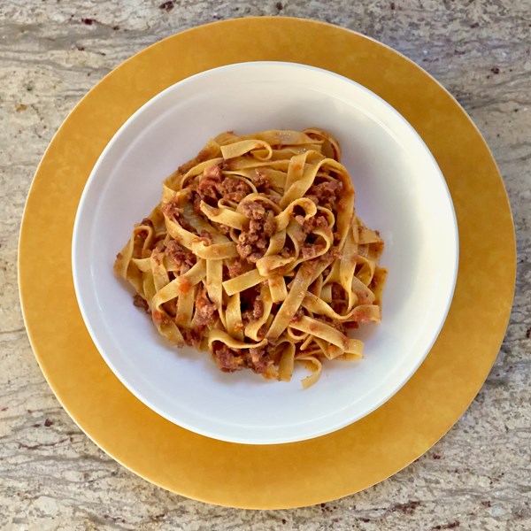 Egg pasta with beef & pork sauce (Pappardelle con ragù Bolognese)