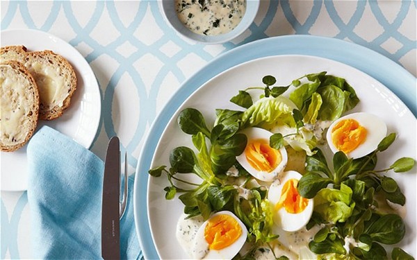 Egg salad with herbed cream dressing