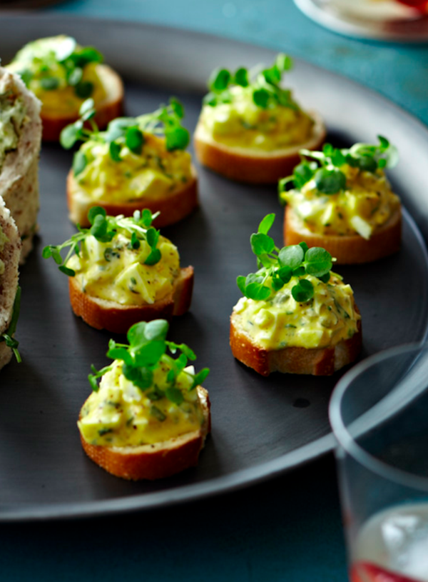 Egg sandwiches with caper mayo and cress