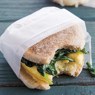 Egg sandwiches with wilted spinach