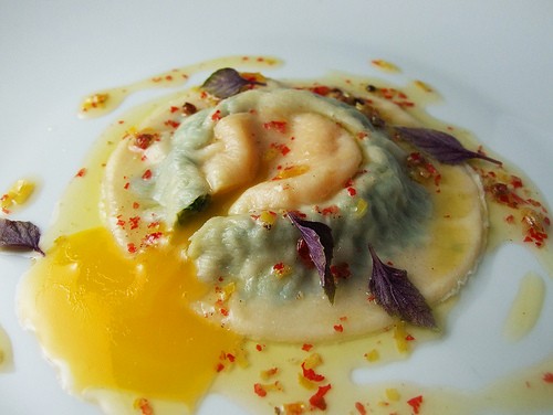 Egg yolk ravioli