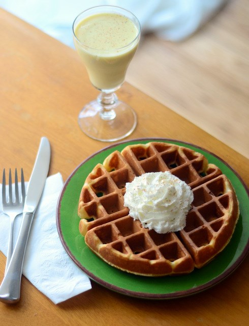 Eggnog Belgian waffles