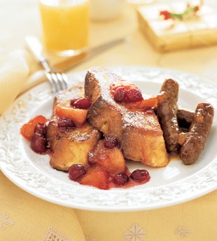Eggnog French toast with cranberry-apple compote