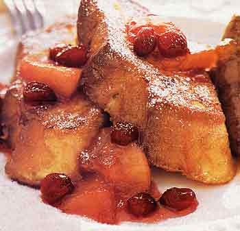 Eggnog French toast with cranberry-apple compote