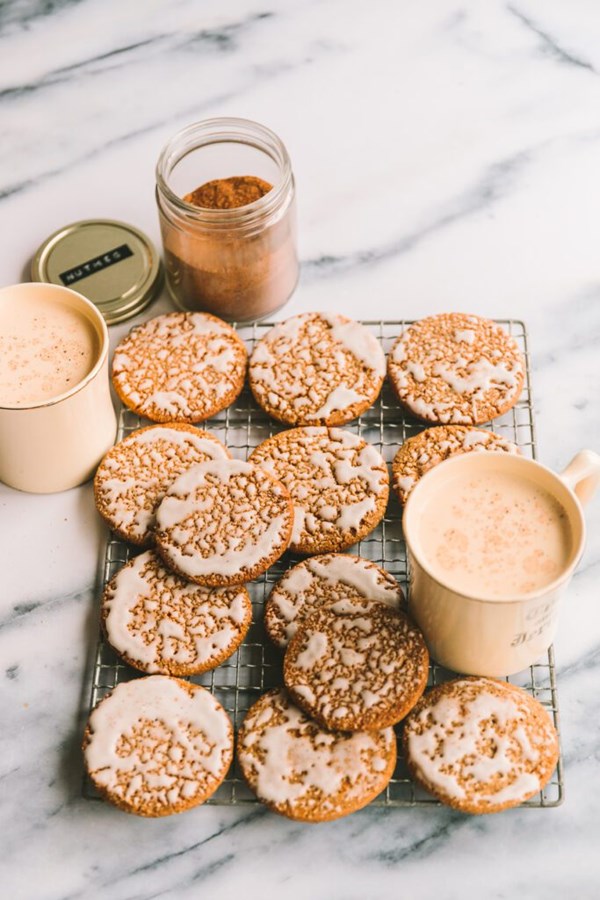 Eggnog iced oatmeal cookies