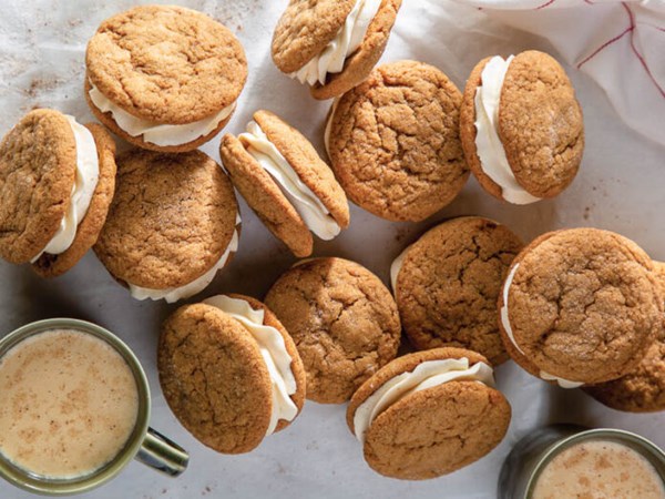 Eggnog-molasses sandwich cookies