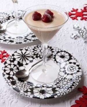 Eggnog panna cotta with frosted berries