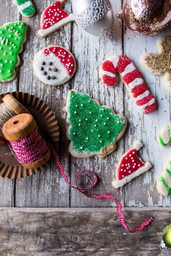 Eggnog scented Christmas sugar cookies with easy vanilla icing