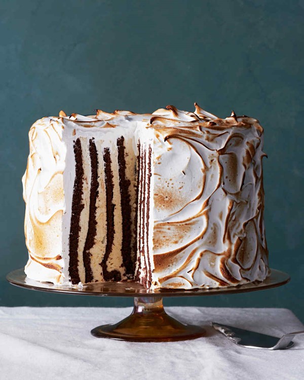 Eggnog semifreddo Genoise cake with meringue frosting