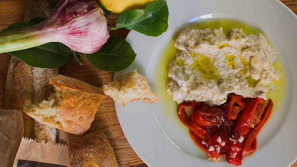 Eggplant & goat's cheese dip (Aubergine oliviera)