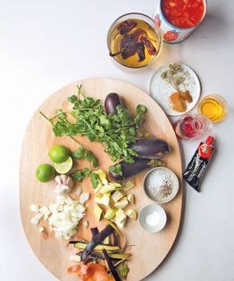 Eggplant adobo stew