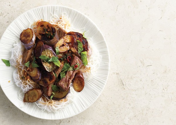 Eggplant and beef stir-fry