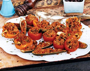 Eggplant-and-bulgur stuffed vegetables