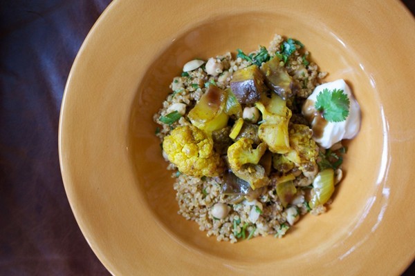 Eggplant and cauliflower masala salad