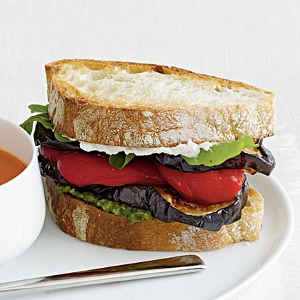 Eggplant and goat cheese sandwiches