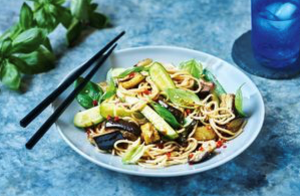 Eggplant and soba noodle salad