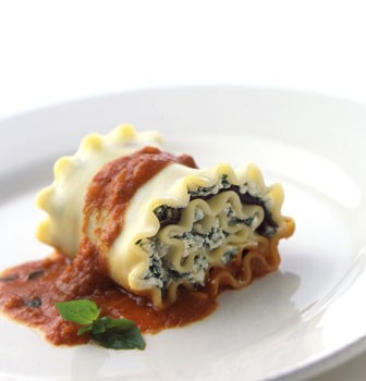 Eggplant and spinach lasagne spirals