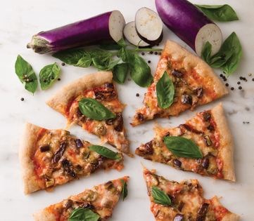 Eggplant and sun-dried tomato [pizza]