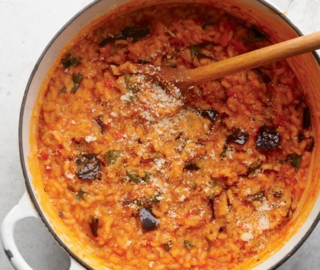 Eggplant and tomato risotto