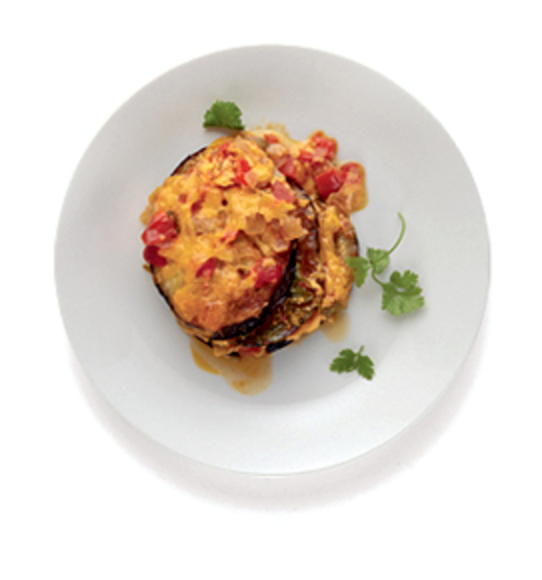 Eggplant baked with salsa