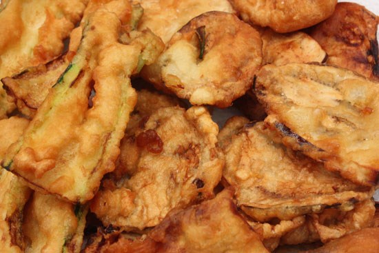 Eggplant beignets with goat cheese