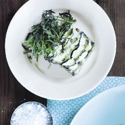 Eggplant, goat's feta and basil terrine