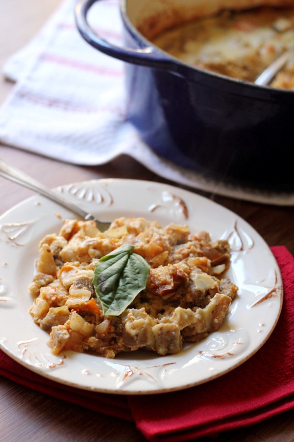 Eggplant gratin in Parmesan custard