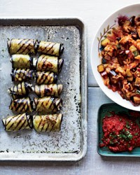 Eggplant involtini with grilled ratatouille