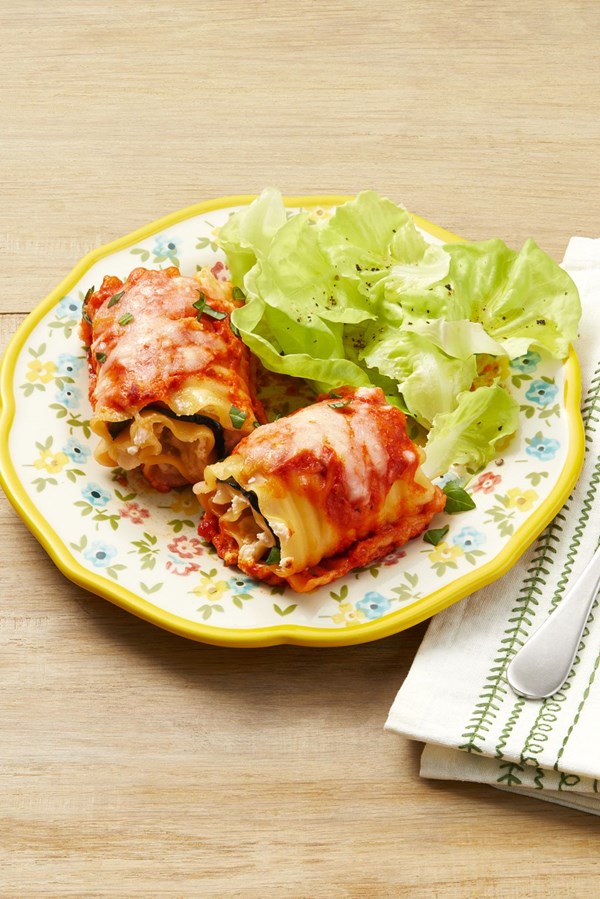 Eggplant lasagna rollups
