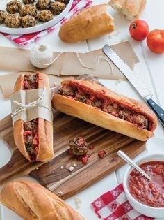 Eggplant meatball subs with spicy marinara sauce