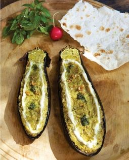 Eggplant, mint + walnut spread (Borani-e bademjan)
