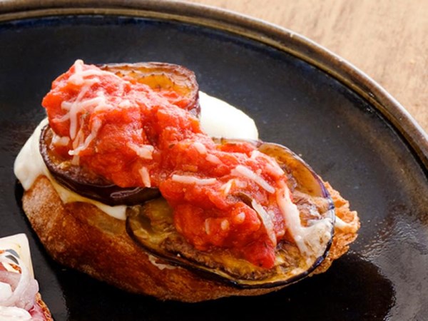 Eggplant Parmesan bruschetta
