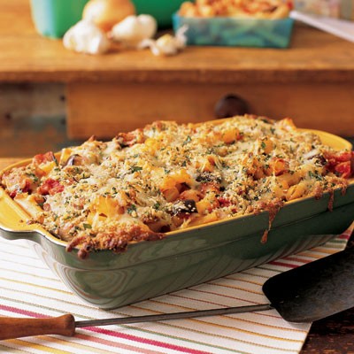 Eggplant Parmigiana pasta bake